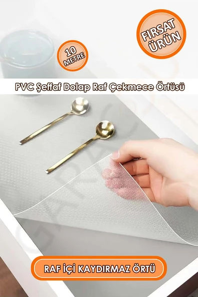 Kaliteli Pvc Şeffaf Kaydırmaz Dolap Çekmece Buzdolabı İçi Kaymaz Kaydırmaz Raf Örtüsü 10 Metre ürün görseli 1