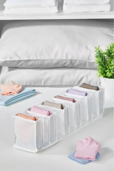 11 Bölmeli Çekmece İçi Katlanır Çamaşır Düzenleyici Organizer 11 x 11 x 38 cm ürün görseli 1