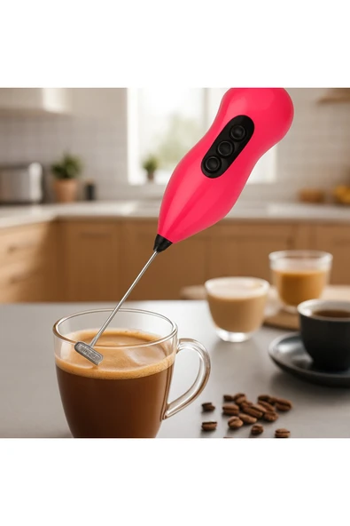 Pratik Pilli Mini Mixer Kahve Süt Köpürtücü Karıştırıcı Cappuccino Mixer ürün görseli 1