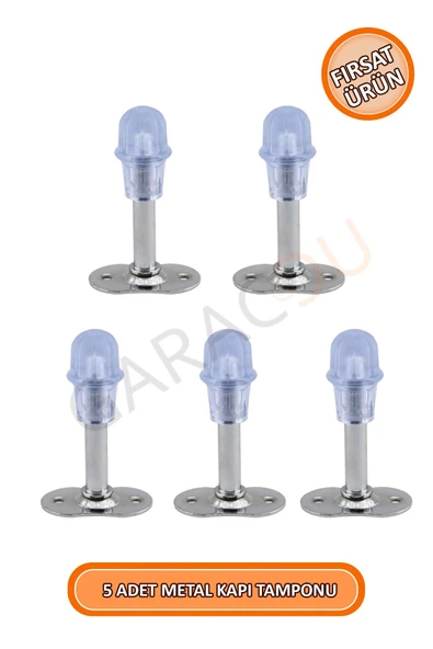 Metal Kapı Stoperi Tamponu Saten 8 cm Uzunluk 5 Adet ürün görseli 1