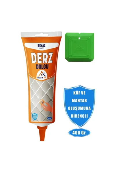 PratikFix Kullanıma hazır Derz Dolgu Beyaz 400 Gr-Eski derz üzerine uygulanır-Su kaçaklarını önler ürün görseli 1