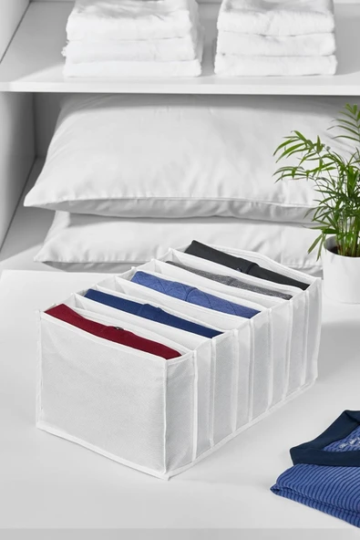 8 Bölmeli Çekmece İçi Katlanır Çamaşır Düzenleyici Organizer 14 x 23 x 36 cm ürün görseli 1