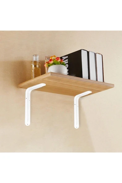 Raf Altı Ayak Raf Tutucu L Demir 13,5 X 20 Cm Beyaz Montaj Aparatı (2 Adet) ürün görseli 1