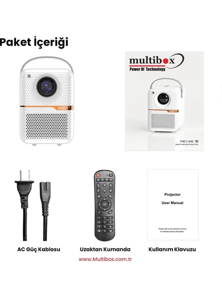 Multibox MB Promax 4/64 Android 10 Projeksiyon Seti - M8 Kumanda - Resim 3
