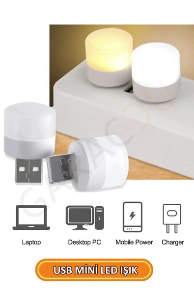 Usb İle Çalışan Taşınabilir Mini Led Işık, Usb Uyumlu Küçük Led Gece Lambası Beyaz 1 Adet ürün görseli 1