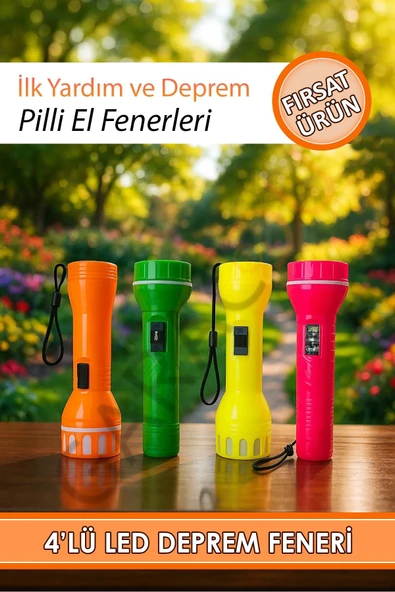 El Feneri Ilk Yardım Feneri Deprem Feneri Pilli Led Fener 4 Adet ürün görseli 1