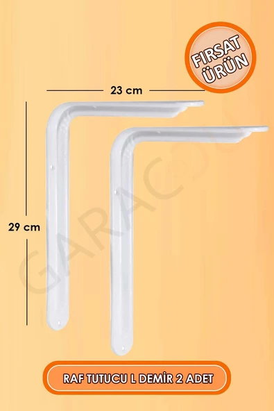 Beyaz Raf Altı Demir Ayak Raf Tutucu L Demir 23x29 cm Duvar Montaj Demir Ayak 2 Adet ürün görseli 1