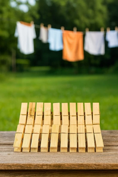 Kaliteli Ahşap Bambu 12 li Mandal ürün görseli 1