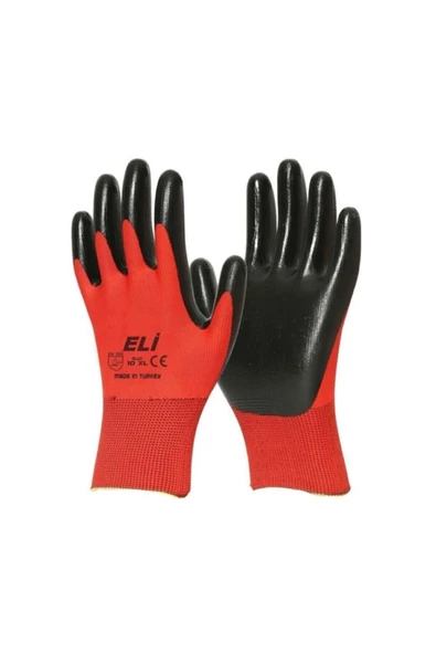 Eli Nitril 007 Iş Eldiveni No:10 Xl 1 Adet Kırmızı-siyah ürün görseli 1