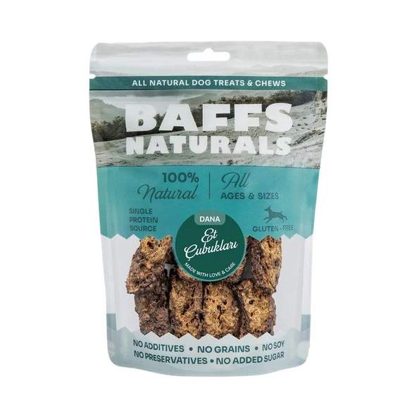 Baffs Naturals Kurutulmuş Dana Et Çubukları Köpek Ödülü 100 gr ürün görseli 1
