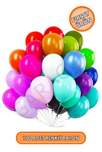 Rengarenk Balonlar 100 Adet Karışık Renkli Balon 9-A ürün görseli 1