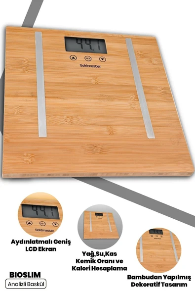 GoldMaster Gm-7189 Bioslim Bambu Vücut Analiz Baskülü ürün görseli 1