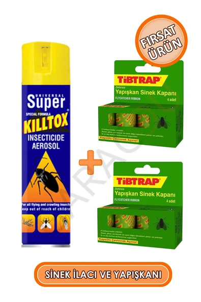 Sinekler İçin Komple Çözüm Kiltox Sinek İlacı ve 2 Paket Sinek Bandı Yapışkanı Bir Arada ürün görseli 1