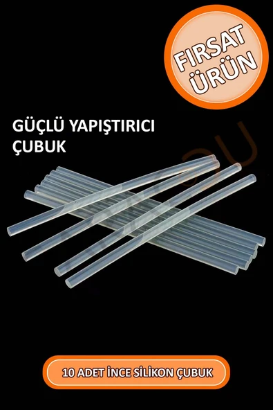 İnce Silikon Çubuk 7,40 Mm Kalınlık 30 Cm Uzunluk 10 Adet, Ince Çubuk Silikon, Güçlü Yapıştırıcı ürün görseli 1