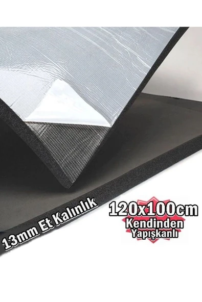 Araç Oto Ses Isı 13mm Kauçuk Izolasyon Karavan Yalıtım Malzemesi 120cmx100cm Levha Yapışkanlı ürün görseli 1