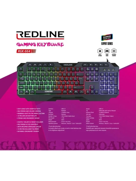 Redline RGK-664 Gaming Keyboard ürün görseli 1