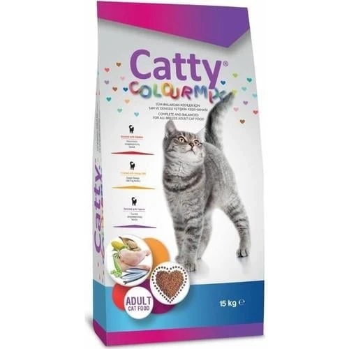 Catty Colormix Tavuklu Renkli Taneli Yetişkin Kedi Maması 15 Kg ürün görseli 1