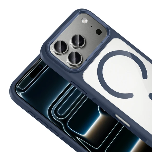 Apple iPhone 17 Pro Kılıf M-Safe Şarj Metal Kamera Çerçeveli Zr-Tiko ürün görseli 1