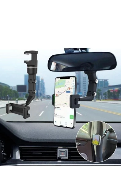 360 Derece Dönen Dikiz Aynası Telefon Tutucu Araç Içi Telefon Tutucu ürün görseli 1