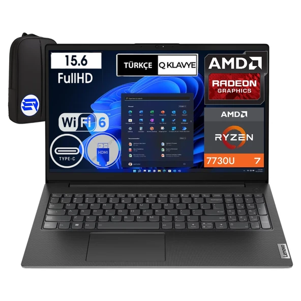 Lenovo V15 G4 Abp Ryzen 7 7730U 40GB Ram 512GB SSD 15.6" Full Hd WIN11 Pro 82YY0012TREP4 + Elektropasaj Çanta ürün görseli 1