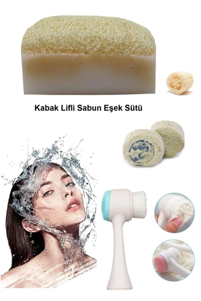 3'lü Bakım Yaşlanma Karşıtı Parlak Peeling Eşek Sütlü Sabun Temizleme,akne,leke,kararma Ruşur Taşı ürün görseli 1
