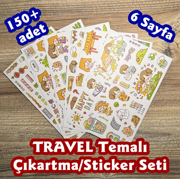 Sticker/Çıkartma Seti, Travel Temalı, 150+ Adet, 6 Sayfa ürün görseli 1
