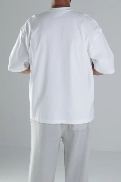 Beyaz Oversize T-Shirt COC1482 - Resim 4