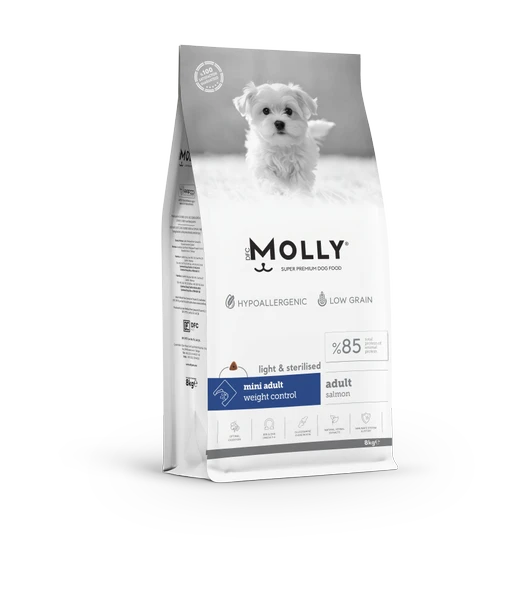 Molly Hipoalerjenik Düşük Tahıllı Somonlu Kısırlaştırılmış Küçük Irk Köpek Maması 8 Kg ürün görseli 1