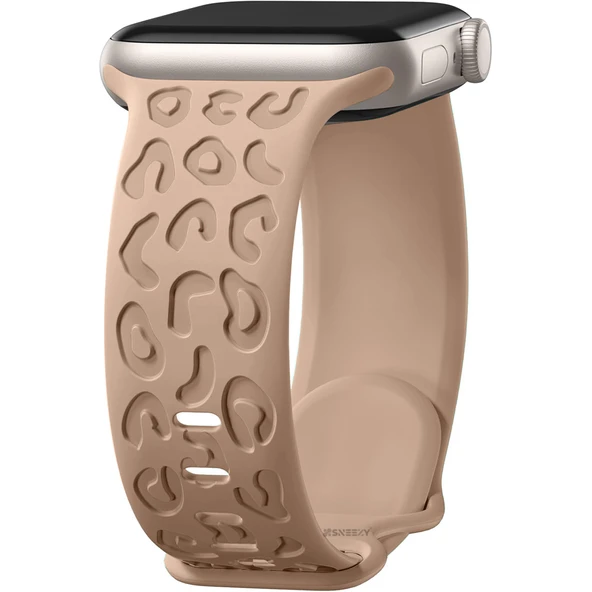 Apple Watch Uyumlu 44 45 46mm Leopar Desenli Yumuşak Silikon Kordon Seri 2 3 4 5 6 Se 7 8 9 10  Turuncu ürün görseli 1
