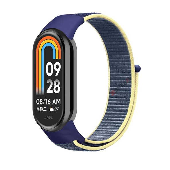 Xiaomi Mi Band 8 İle Uyumlu Hasır Nylon Akıllı Bileklik Kordon - Saat Kordonu  Mavi Koyu ürün görseli 1