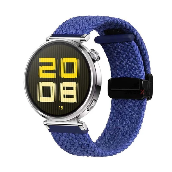 Sneezy Huawei Watch GT5 41mm İle Uyumlu FiberLink Manyetik Tokalı Kumaş Örgü Kordon  Mavi ürün görseli 1