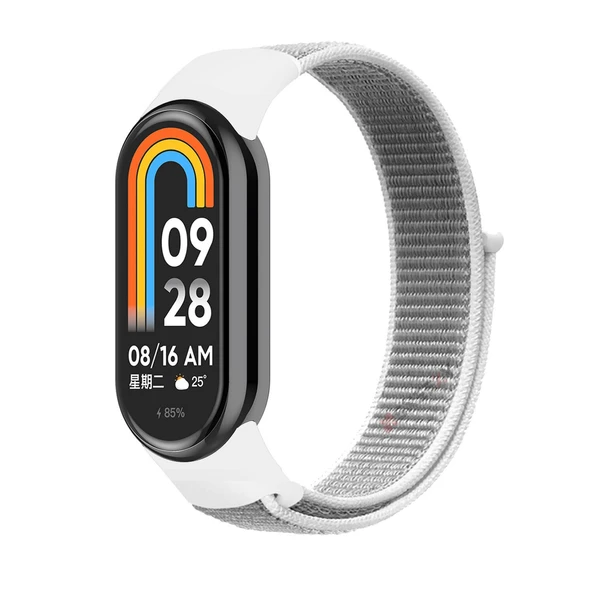 Xiaomi Mi Band 8 İle Uyumlu Hasır Nylon Akıllı Bileklik Kordon - Saat Kordonu  Beyaz ürün görseli 1
