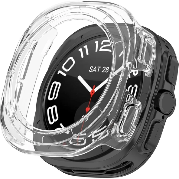 Samsung Galaxy Watch Ultra 47mm İle Uyumlu Güçlendirilmiş 360 Kasa Koruyucu  Şeffaf ürün görseli 1