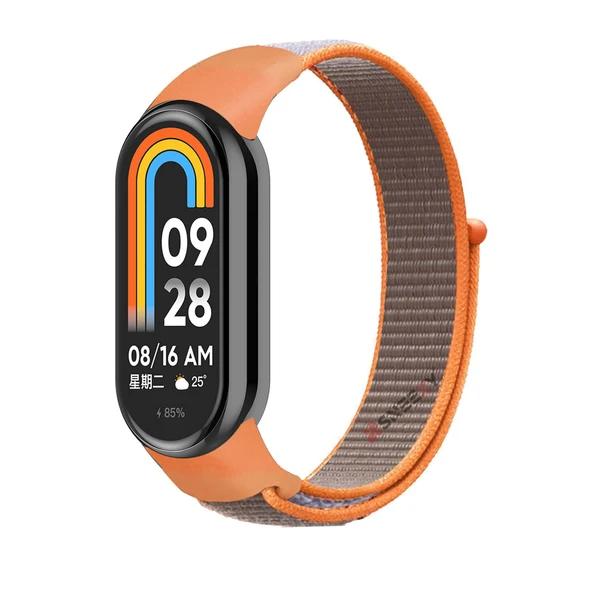 Xiaomi Mi Band 8 İle Uyumlu Hasır Nylon Akıllı Bileklik Kordon - Saat Kordonu  Turuncu ürün görseli 1
