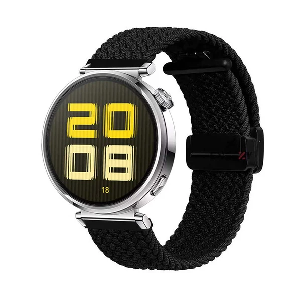 Sneezy Huawei Watch GT5 41mm İle Uyumlu FiberLink Manyetik Tokalı Kumaş Örgü Kordon  Siyah ürün görseli 1