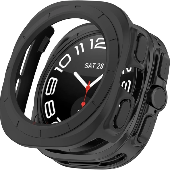 Samsung Galaxy Watch Ultra 47mm İle Uyumlu Güçlendirilmiş 360 Kasa Koruyucu  Siyah ürün görseli 1