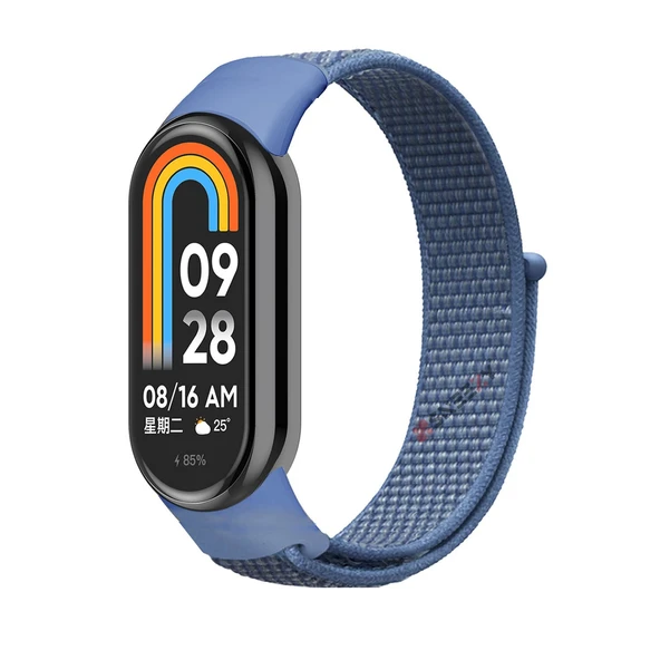 Xiaomi Mi Band 8 İle Uyumlu Hasır Nylon Akıllı Bileklik Kordon - Saat Kordonu  Mavi ürün görseli 1