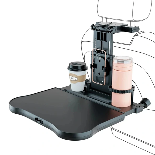 ShopyTech Evrensel Araç Koltuğu Masası 360° Döner Tepsi Tablet Laptop Standı ve Bardaklık ürün görseli 1