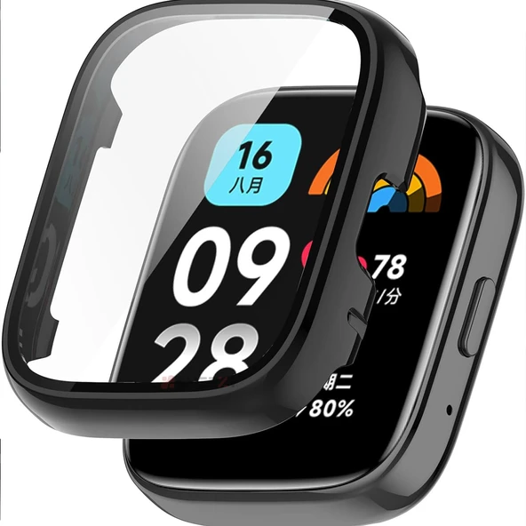Xiaomi Redmi Watch 3 Active / Lite Uyumlu Güçlendirilmiş 360 Kasa ve Ekran Koruyucu  Siyah ürün görseli 1