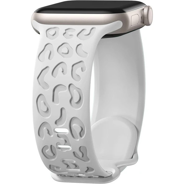 Apple Watch Uyumlu 44 45 46mm Leopar Desenli Yumuşak Silikon Kordon Seri 2 3 4 5 6 Se 7 8 9 10  Şeffaf ürün görseli 1