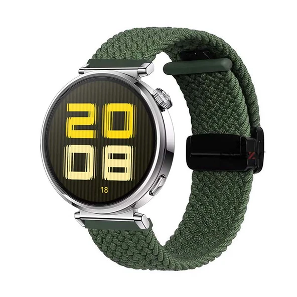 Sneezy Huawei Watch GT5 41mm İle Uyumlu FiberLink Manyetik Tokalı Kumaş Örgü Kordon  Haki ürün görseli 1