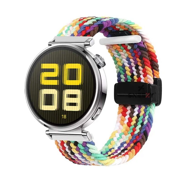 Sneezy Huawei Watch GT5 41mm İle Uyumlu FiberLink Manyetik Tokalı Kumaş Örgü Kordon  Gökkuşağı ürün görseli 1