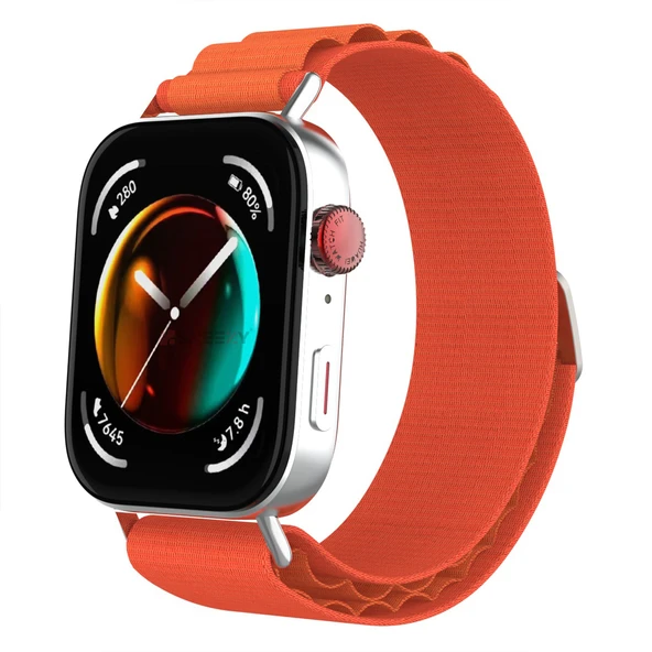 Huawei Watch Fit 3 İle Uyumlu Özel Frost Tasarım Alpine Loop Dayanıklı Akıllı Saat Kayışı  Turuncu ürün görseli 1
