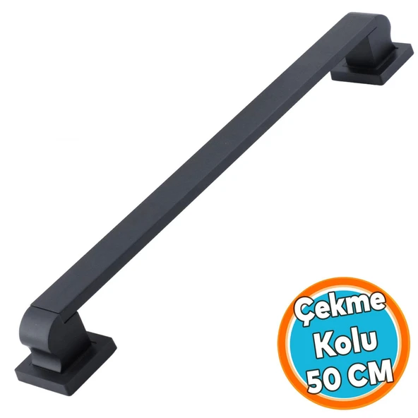 Sürgülü Kapı Çekme Kolu Tutma Kulpu Kulbu Çelik Dış Kapı Tutamağı Kol Siyah 50 Cm ürün görseli 1