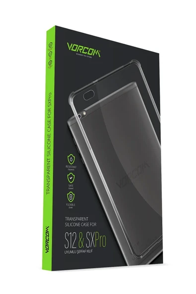 Vorcom S12 ve SXPro Tablet Uyumlu Şeffaf Kılıf ürün görseli 1