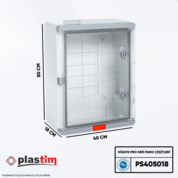 Plastim Pano 40x50x18cm Şeffaf Kapaklı Dizayn Pro Seri IP67 ürün görseli 1