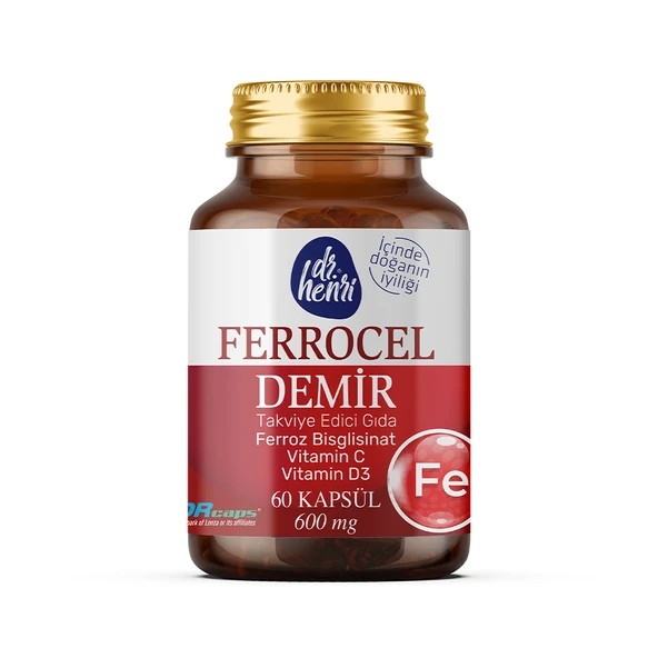Ferrocel - Demir Bisglisinat, Vitamin D3 ve Vitamin C 60 Kapsül ürün görseli 1