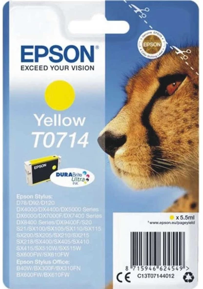 EPSON T0714 SARI KARTUŞ DX4000 ürün görseli 1