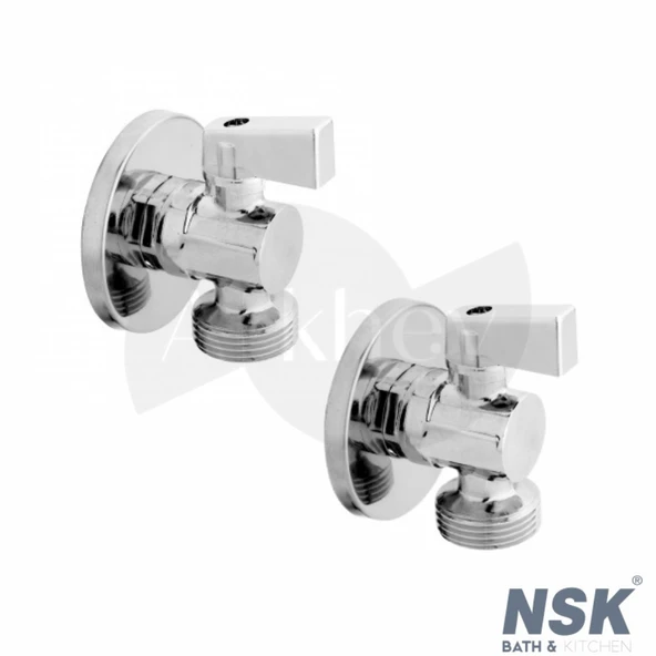 NSK 2'li Mini Küresel Çamaşır Musluğu Seti - Mat Krom / Rozet Dahil ARKHEV0015 ürün görseli 1
