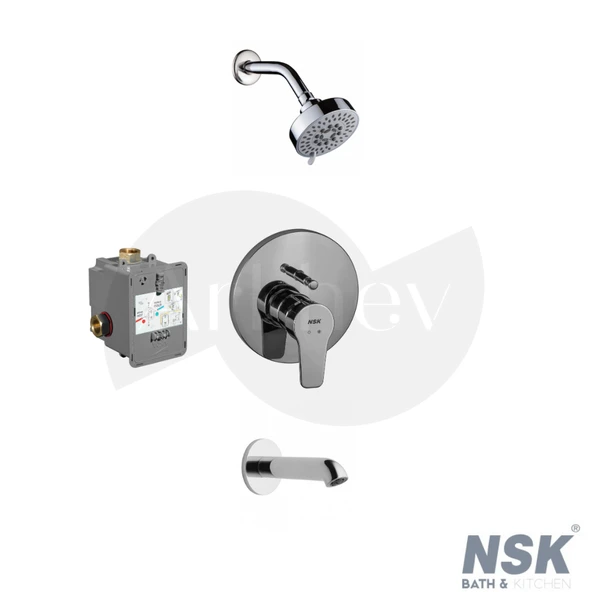 NSK Ankastre Banyo Batarya Seti - Krom / İç Set Sıva Altı Grubu Dahil ARKHEV0025 ürün görseli 1